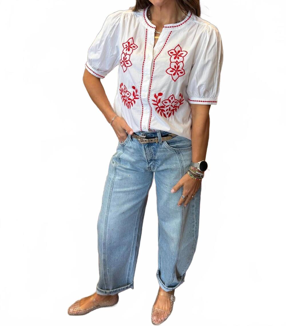 NEW B.YOUNG imalli embroidered blouse in white